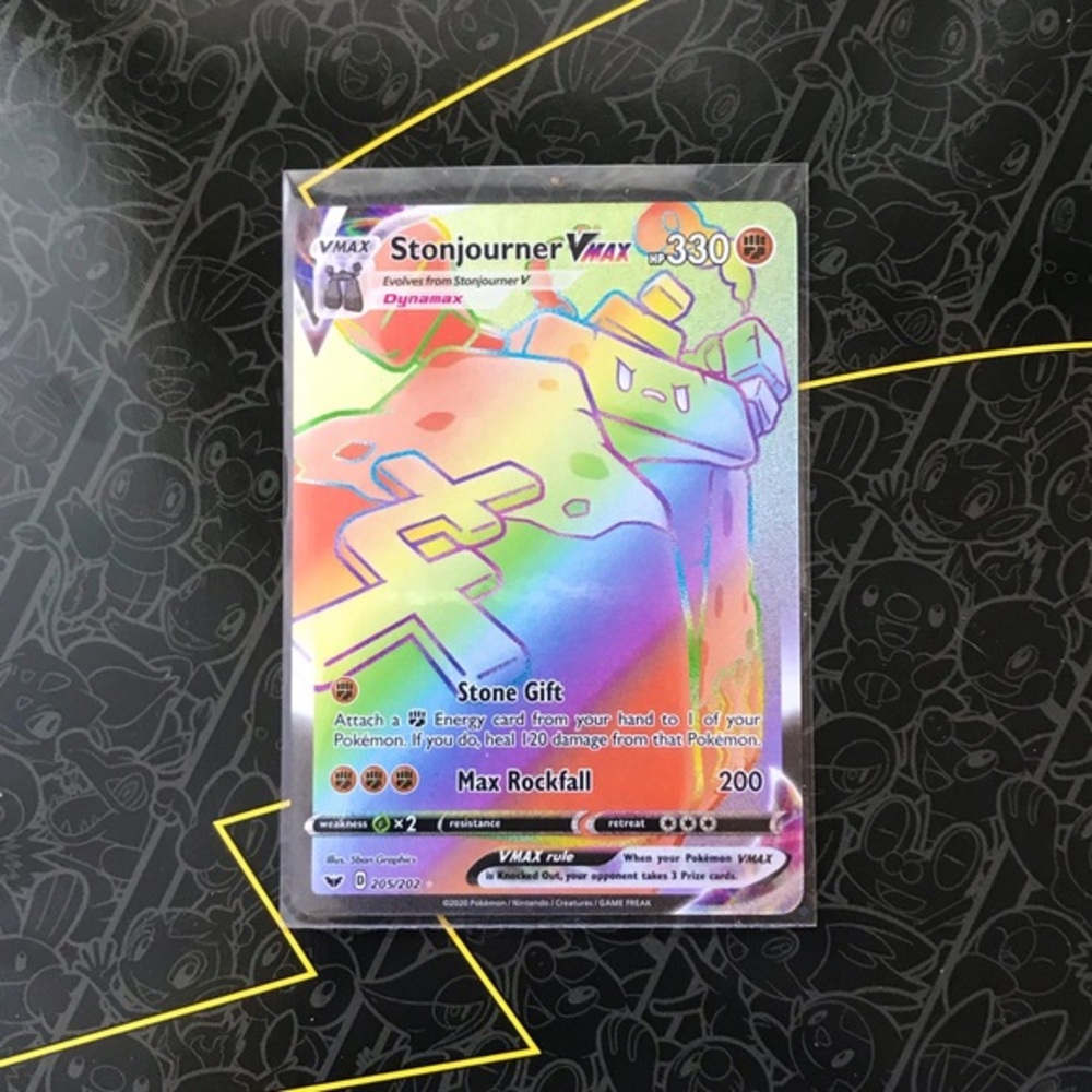 Stonjourner VMAXRainbow Secret Rare Authentic Pokemon Card 205/202